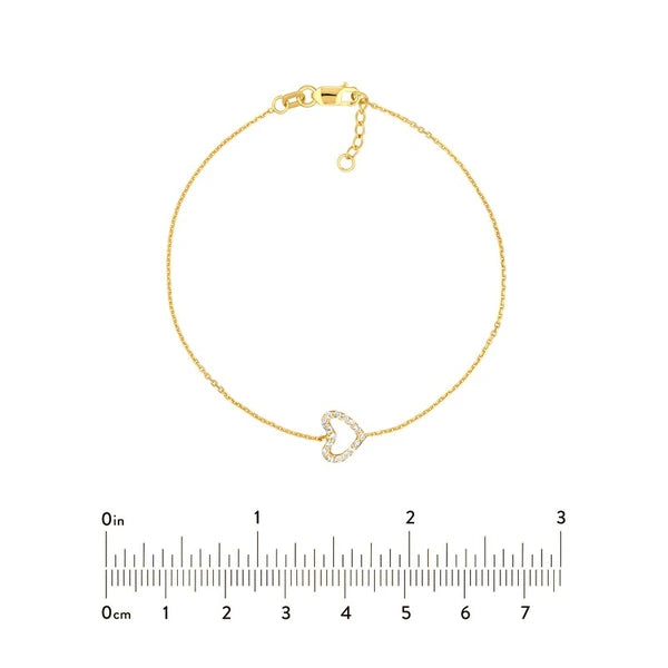 Sideways Mini CZ Heart Adjustable Bracelet