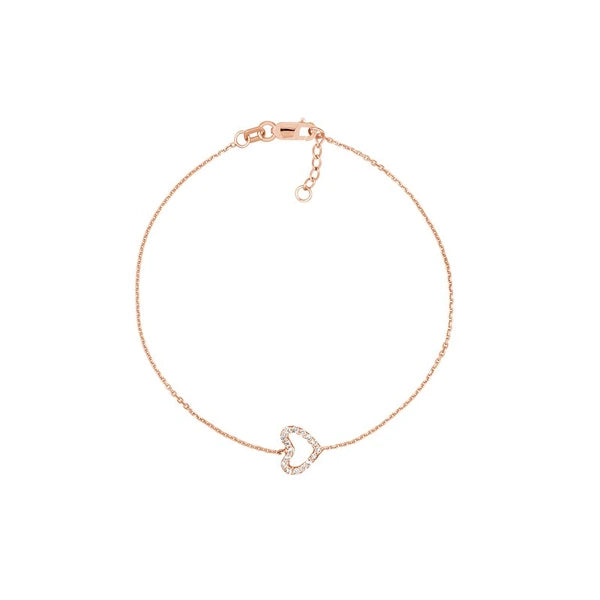 Sideways Mini CZ Heart Adjustable Bracelet