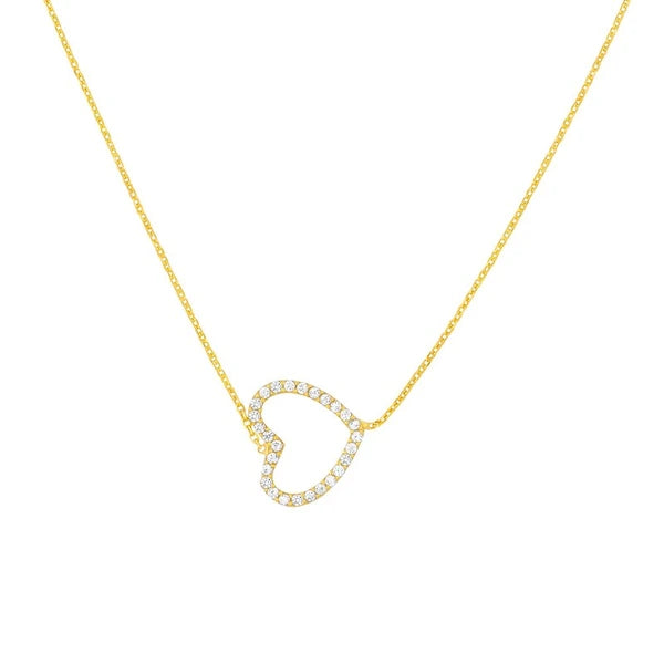 Plated Sterling Silver Sideways Heart Necklace
