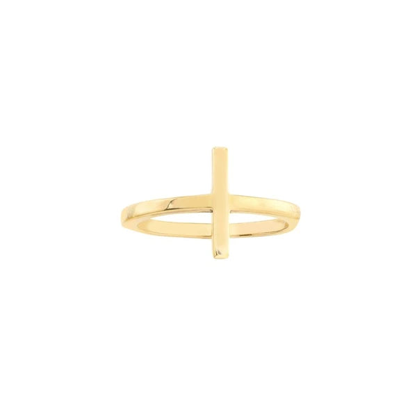 Plated Sterling Silver Sideways Cross Ring