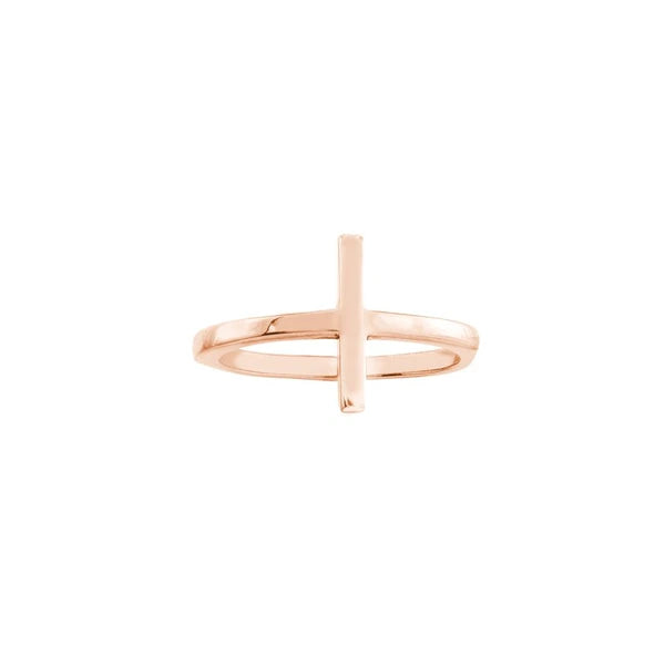 Plated Sterling Silver Sideways Cross Ring