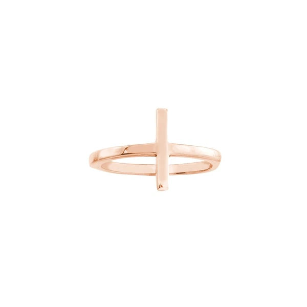 Plated Sterling Silver Sideways Cross Ring