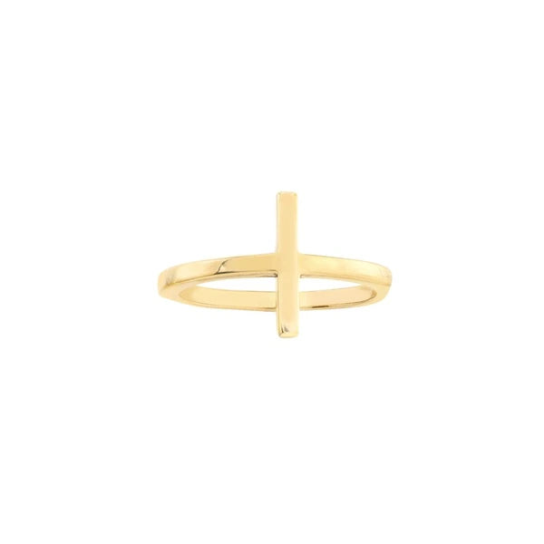Plated Sterling Silver Sideways Cross Ring