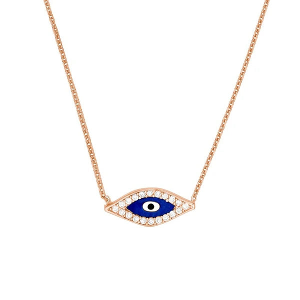 Sterling Silver CZ Evil Eye Necklace