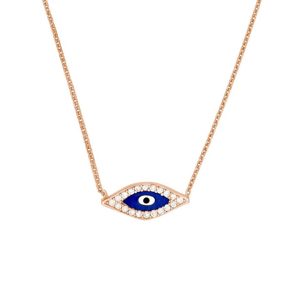 Sterling Silver CZ Evil Eye Necklace