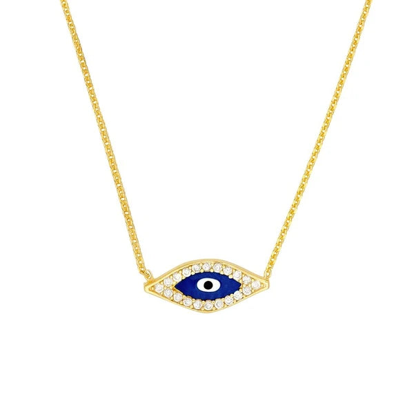 Sterling Silver CZ Evil Eye Necklace