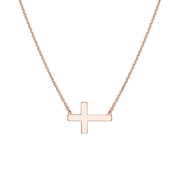 Sideways Mini Cross Adjustable Necklace