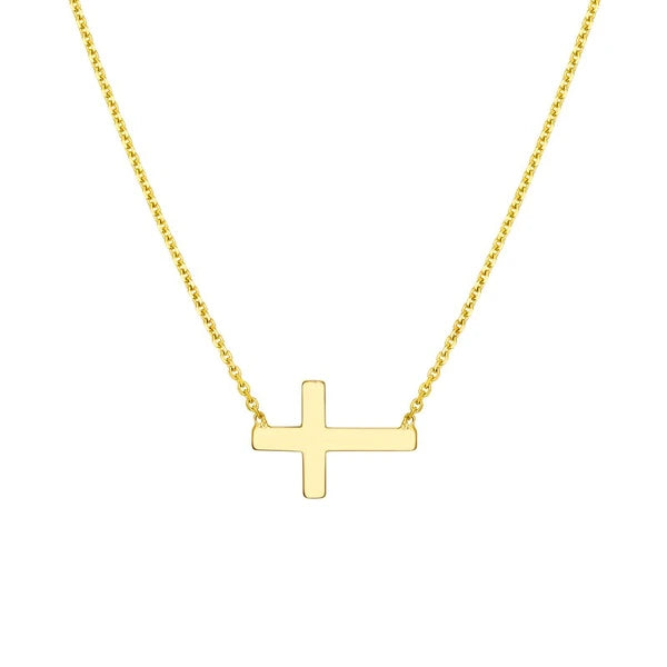 Sideways Mini Cross Adjustable Necklace