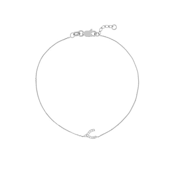 Sideways Mini CZ Wishbone Adj. Bracelet