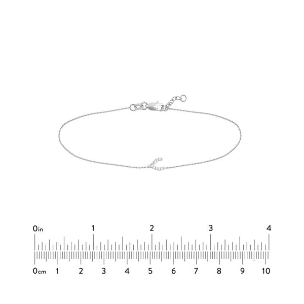 Sideways Mini CZ Wishbone Adj. Bracelet