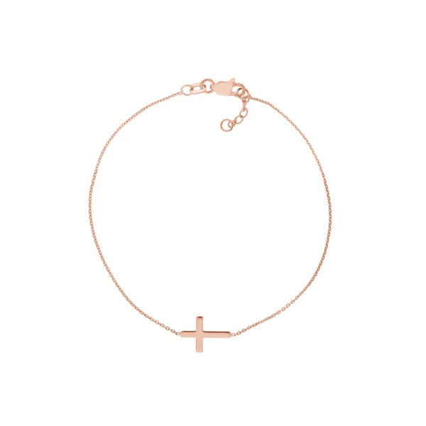 Sideways Mini Cross Adjustable Bracelet
