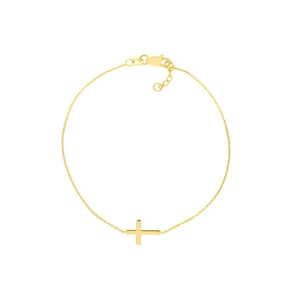 Sideways Mini Cross Adjustable Bracelet