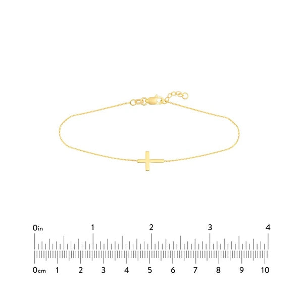 Sideways Mini Cross Adjustable Bracelet