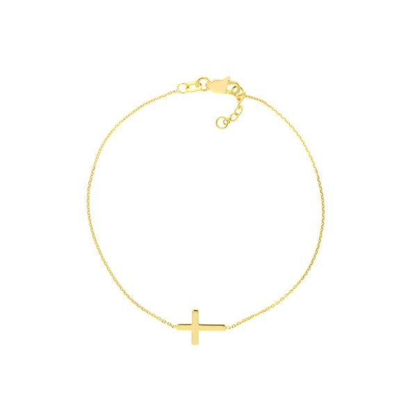 Sideways Mini Cross Adjustable Bracelet