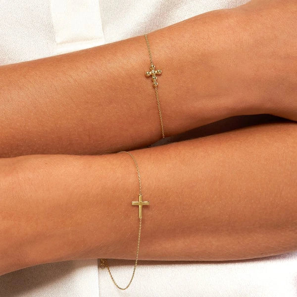 Sideways Mini Cross Adjustable Bracelet