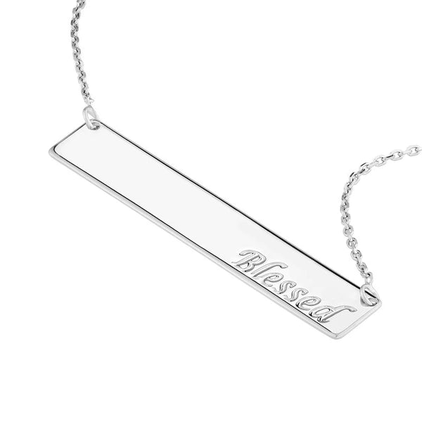 Blessed Bar Necklace in Plated Sterling Silver