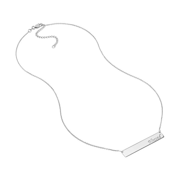 Blessed Bar Necklace in Plated Sterling Silver