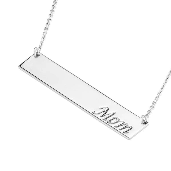 Mom Bar Necklace in Plated Sterling Silver