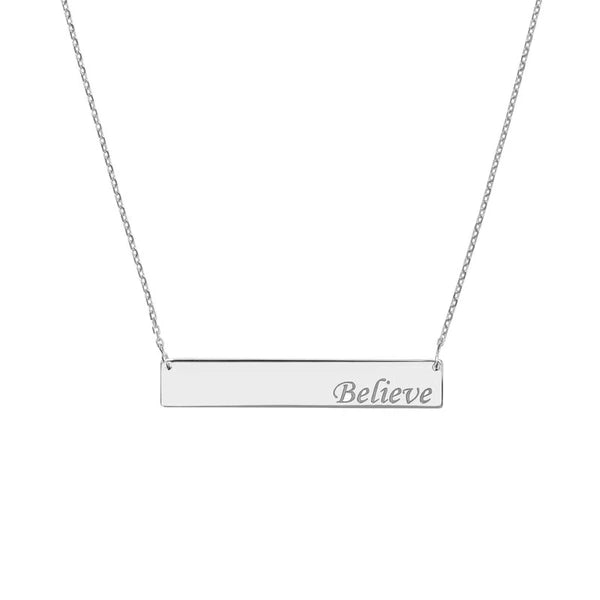Believe Bar Necklace in Plated Sterling Silver