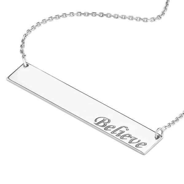Believe Bar Necklace in Plated Sterling Silver