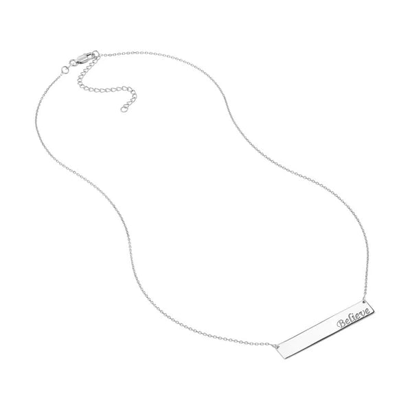 Believe Bar Necklace in Plated Sterling Silver