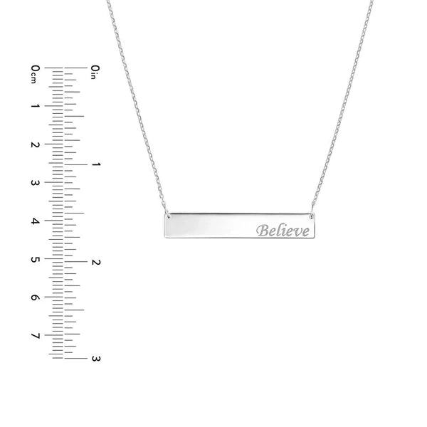 Believe Bar Necklace in Plated Sterling Silver