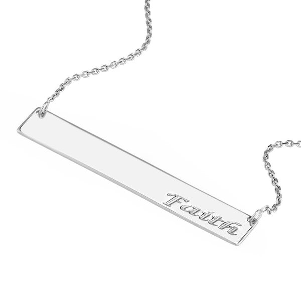 Faith Bar Necklace in Plated Sterling Silver