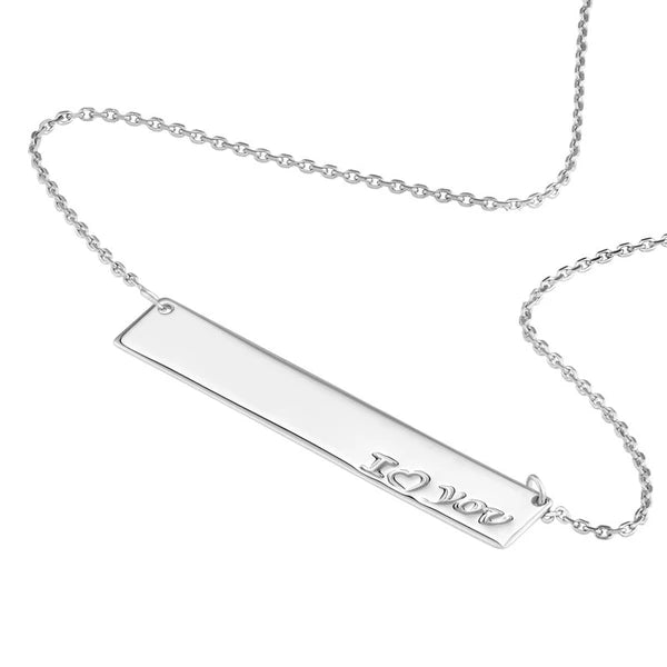I Love You Bar Necklace in Plated Sterling Silver