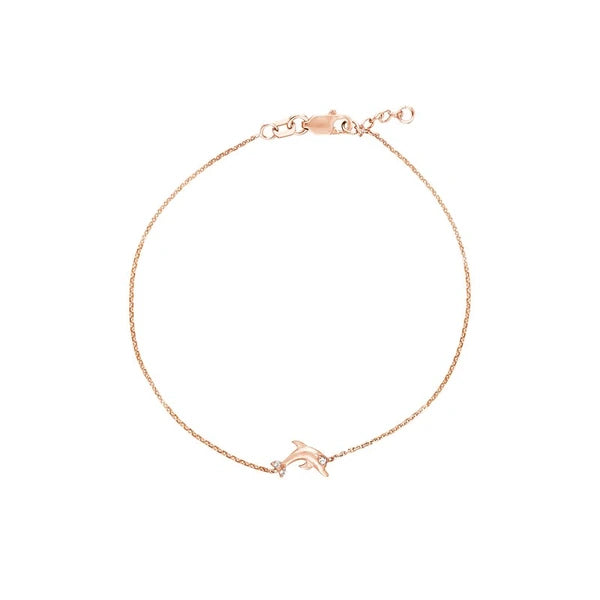 Plated Sterling Silver Mini CZ Dolphin Bracelet