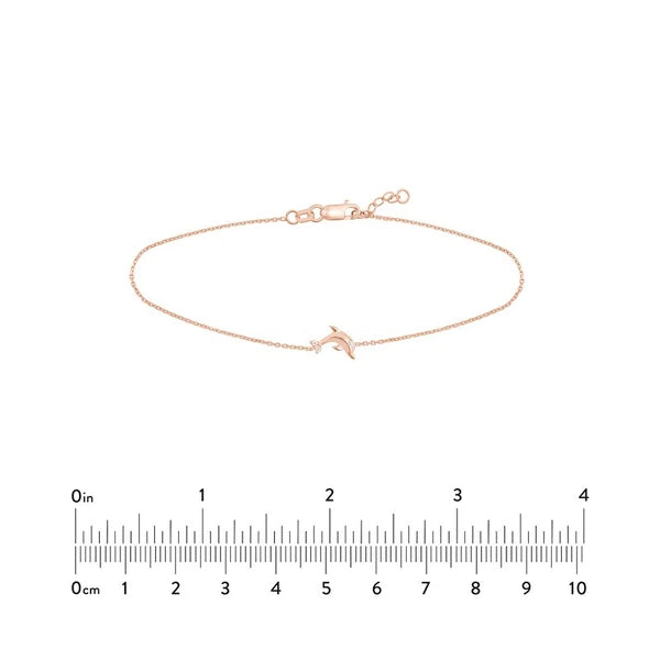 Plated Sterling Silver Mini CZ Dolphin Bracelet