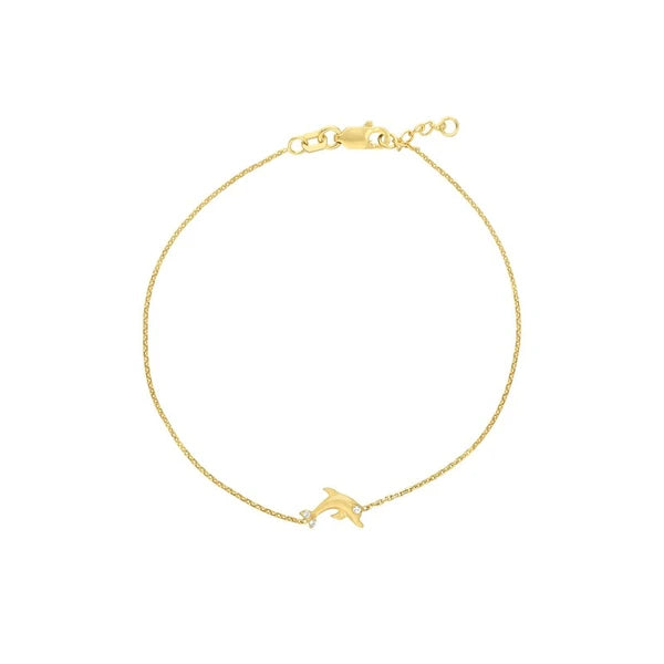 Plated Sterling Silver Mini CZ Dolphin Bracelet
