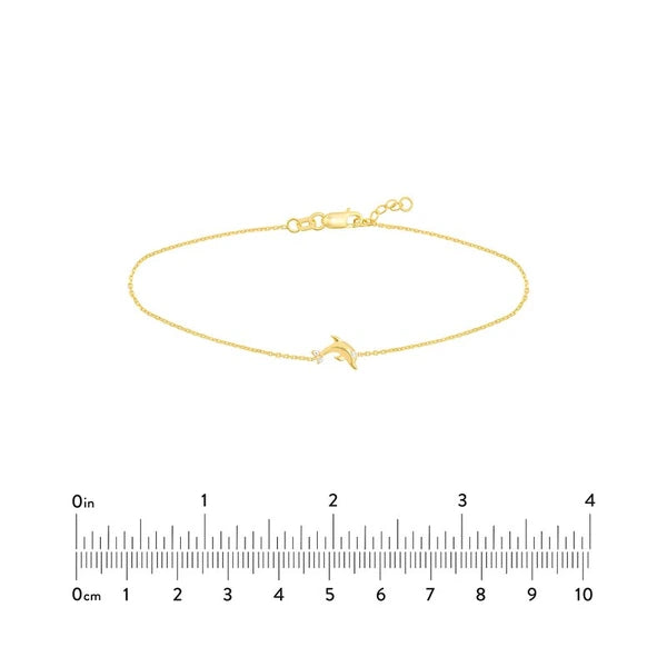 Plated Sterling Silver Mini CZ Dolphin Bracelet