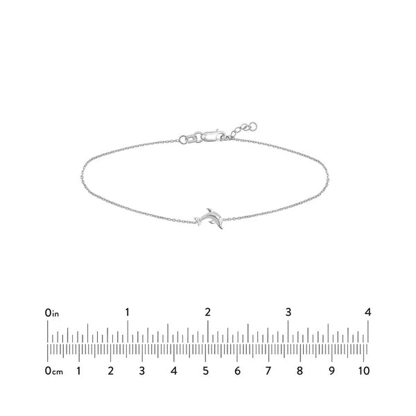 Plated Sterling Silver Mini CZ Dolphin Bracelet