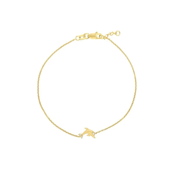 Plated Sterling Silver Mini CZ Dolphin Bracelet