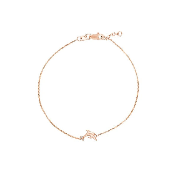 Plated Sterling Silver Mini CZ Dolphin Bracelet
