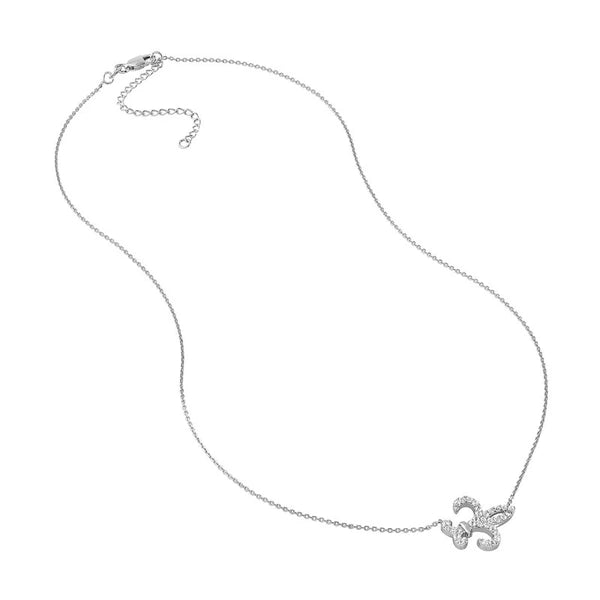 Sterling Silver CZ Fleur-De-Lis Necklace