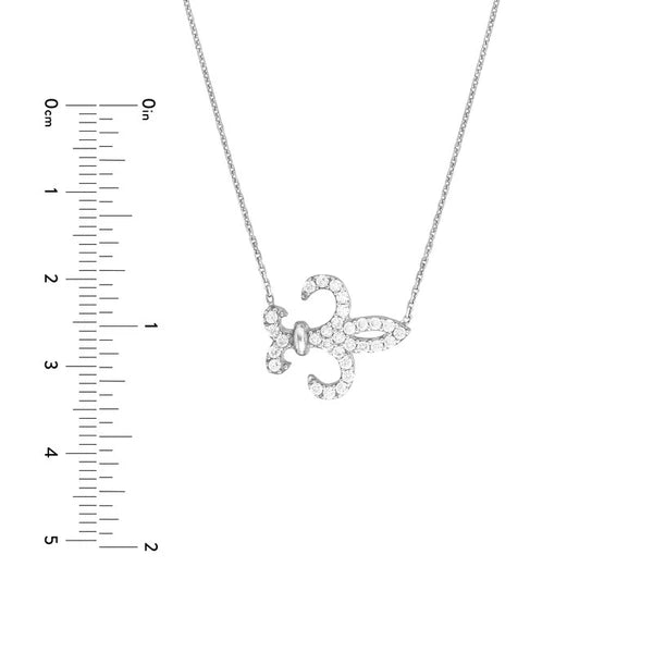 Sterling Silver CZ Fleur-De-Lis Necklace