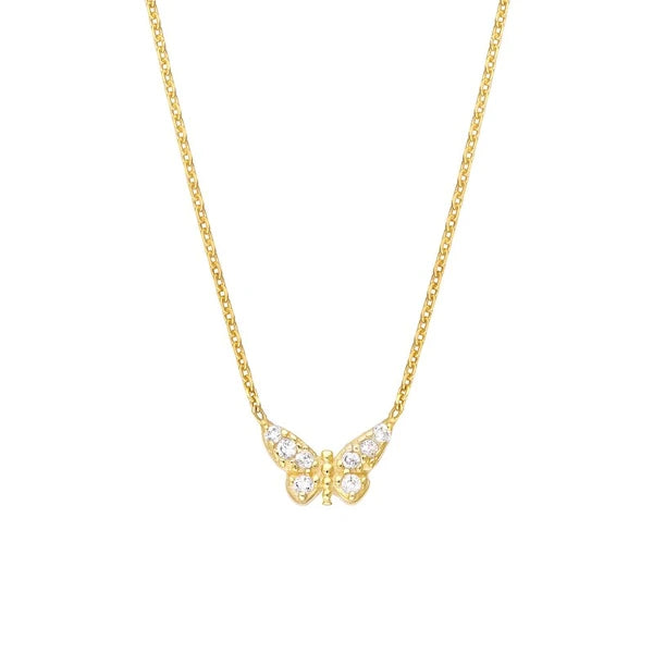 Plated Sterling Silver Mini Butterfly Necklace