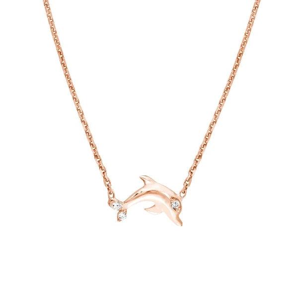Plated Sterling Silver Mini CZ Dolphin Necklace