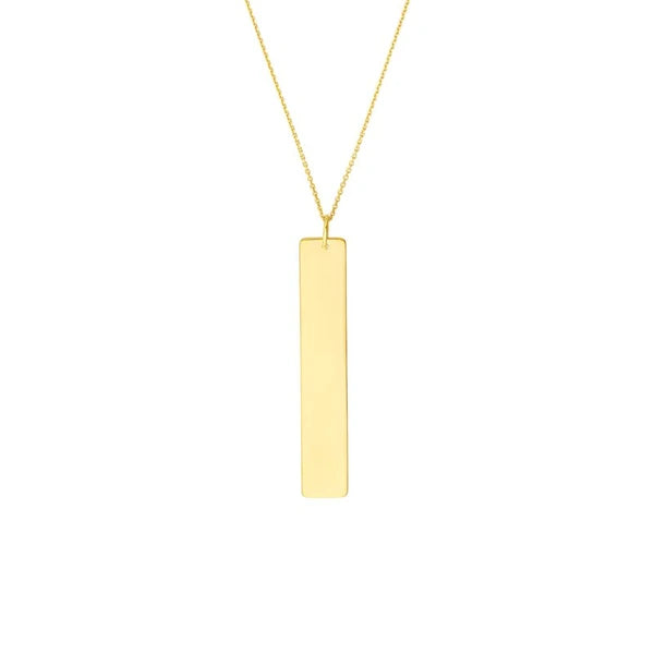 Vertical Engravable Bar Adj. Necklace