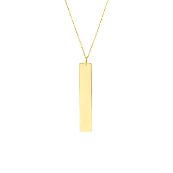 Vertical Engravable Bar Adj. Necklace