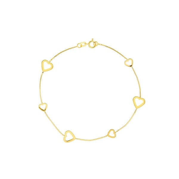 Open Heart on Box Chain Bracelet