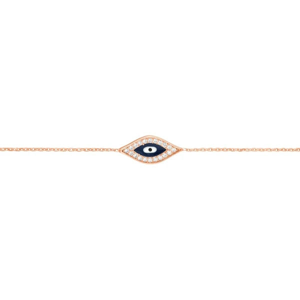 Sterling Silver CZ Evil Eye Adjustable Bracelet