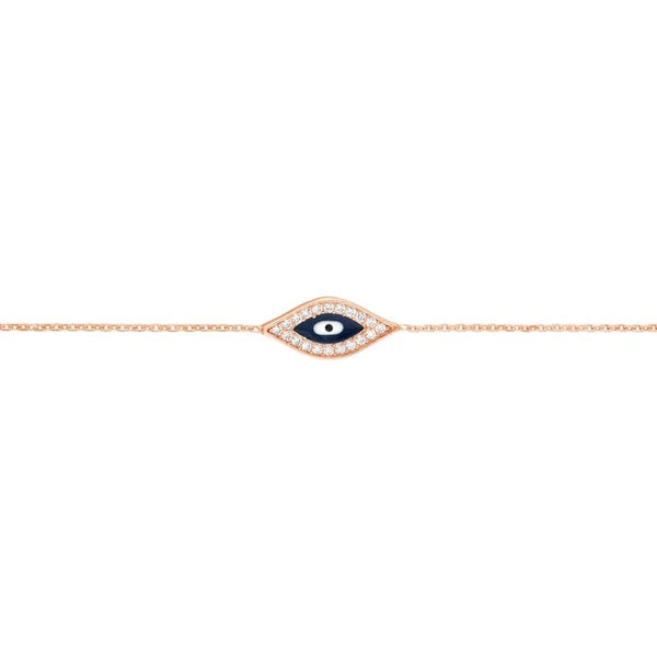 Sterling Silver CZ Evil Eye Adjustable Bracelet
