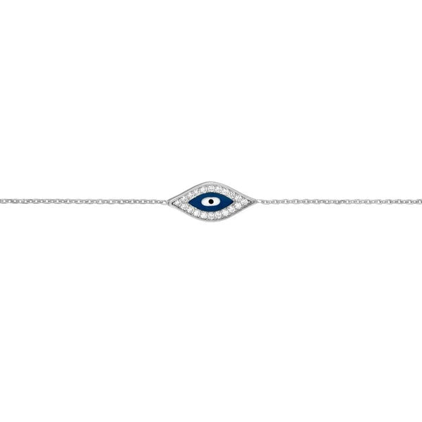 Sterling Silver CZ Evil Eye Adjustable Bracelet