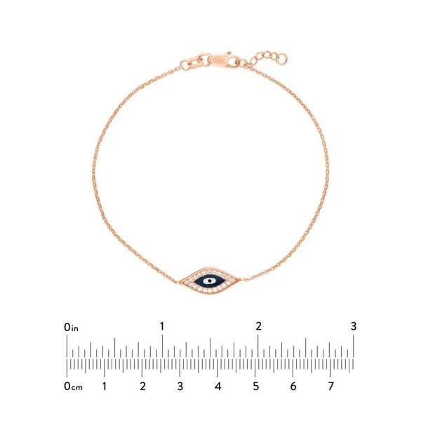 Sterling Silver CZ Evil Eye Adjustable Bracelet