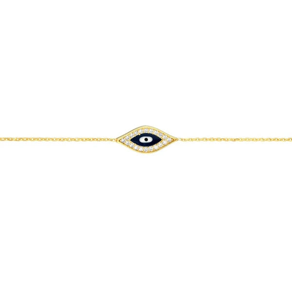 Sterling Silver CZ Evil Eye Adjustable Bracelet