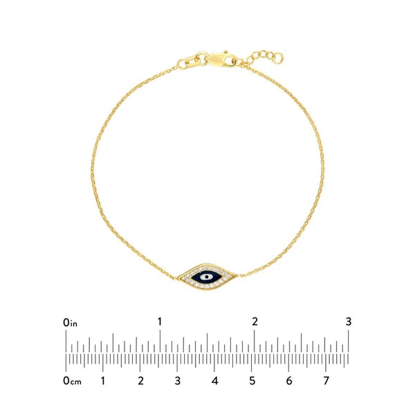 Sterling Silver CZ Evil Eye Adjustable Bracelet