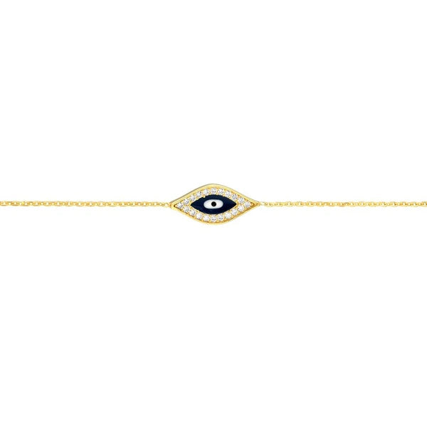 Sterling Silver CZ Evil Eye Adjustable Bracelet