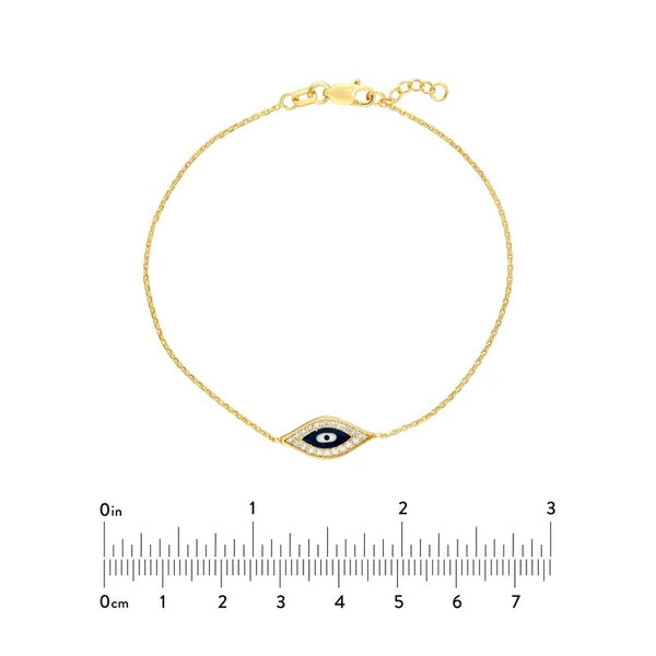 Sterling Silver CZ Evil Eye Adjustable Bracelet